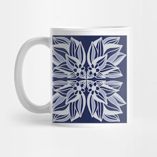 Symmetrical Purple and White Flower Design Mug